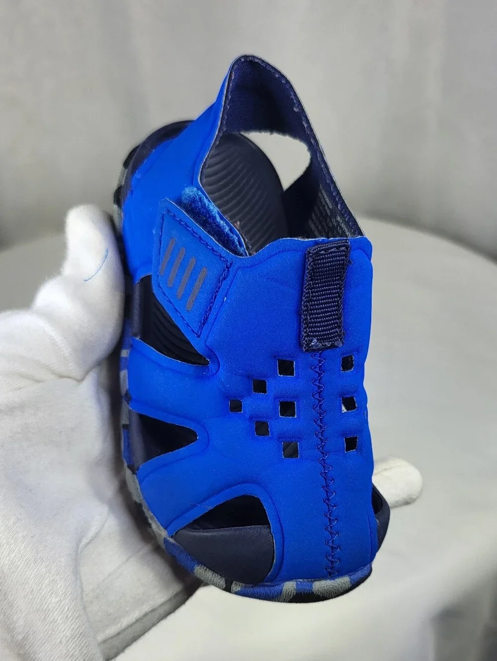 Wonder Nation Blue Camouflage-Trim Toddler Bump Toe Sandals Sz 5/6